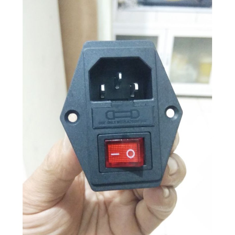 Jual SOCKET AC 3 IN 1 + SAKLAR LAMPU + FUSE HOLDER POWER SOCKET SWITCH