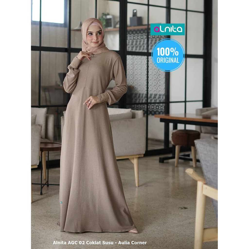 Jual Busana Muslim Gamis Shopee Gamis Alnita Agc 02 Coklat Susu Original Model Kekinian | Shopee Indonesia