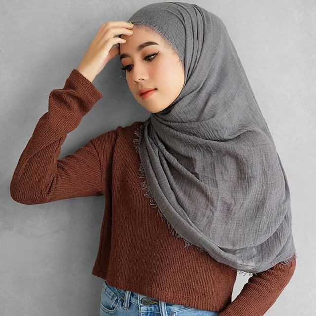 FUNSTORE HIJAB PASHMINA CRINKLE SHAWL COTTON WIDE JILBAB BAHAN KATUN