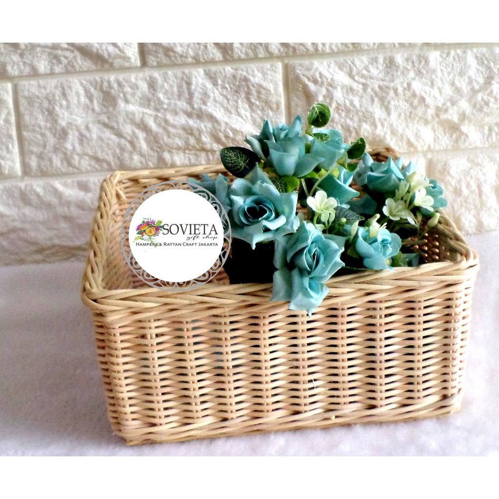 Keranjang anyaman Rotan Kotak,Hampers Rotan Parcel Organizer /display