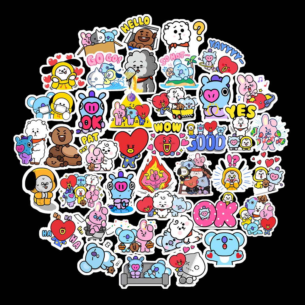 40Pcs STICKER BT21 Stiker Cute Waterproof Shopee Indonesia