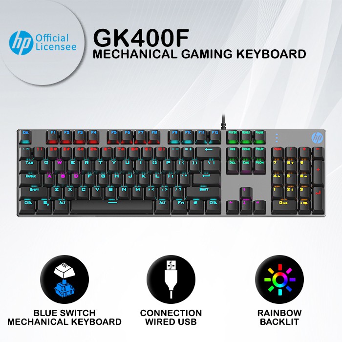 Keyboard Gaming HP GK400F RGB Blue Switch Mechanical Keyboard