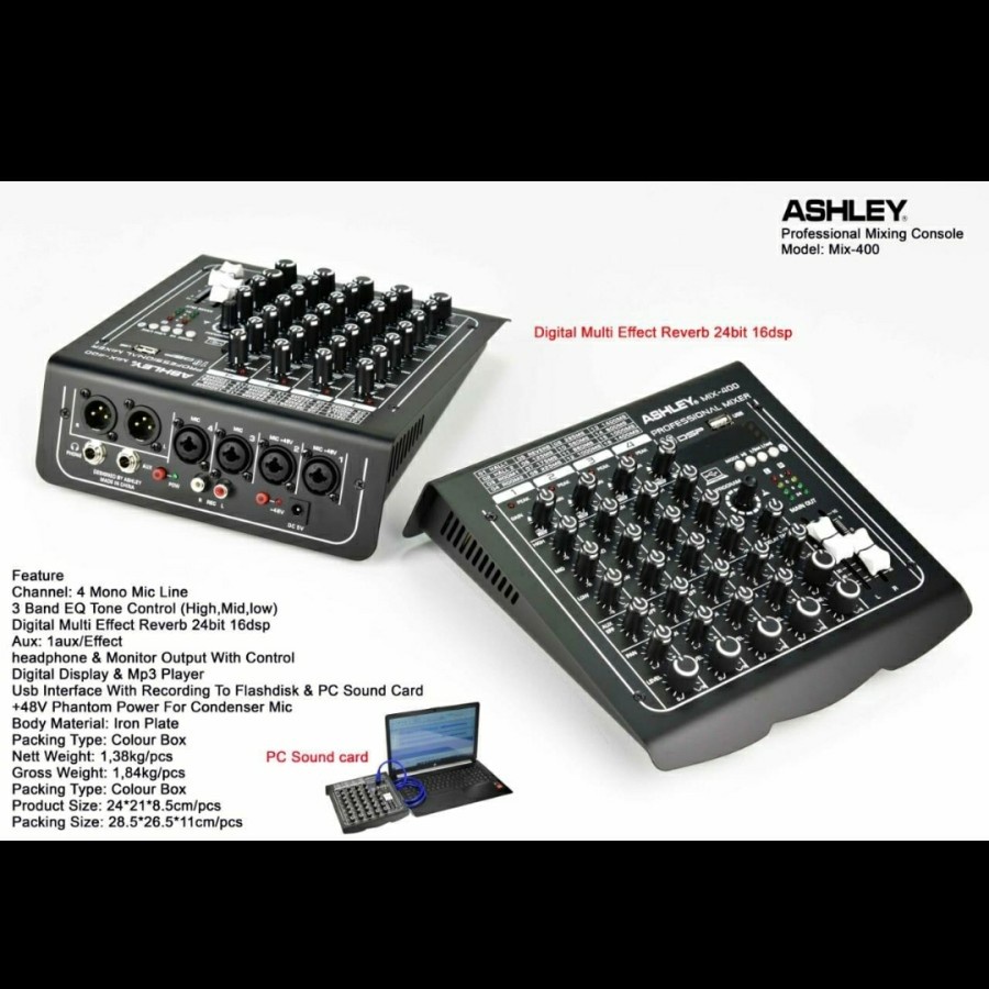 Jual Mixer audio Ashley MIX400/MIX400 4Channel ( usbbluetooth