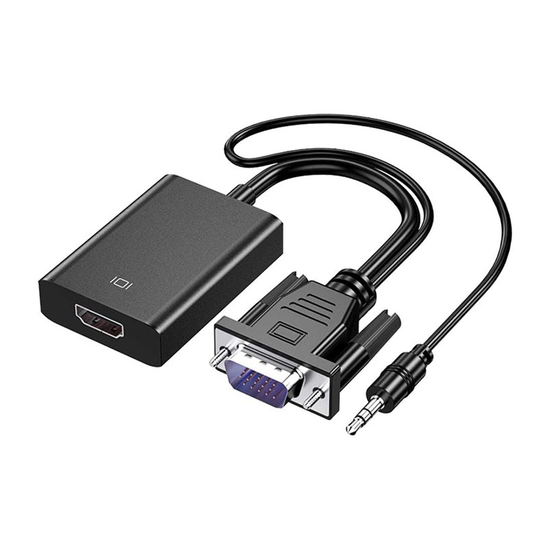 Jual Vga To Hdmi Adapter, 1080P Vga Male Input To Hdmi Female Output Converter With Audio And Power Supply Port | Shopee Indonesia
