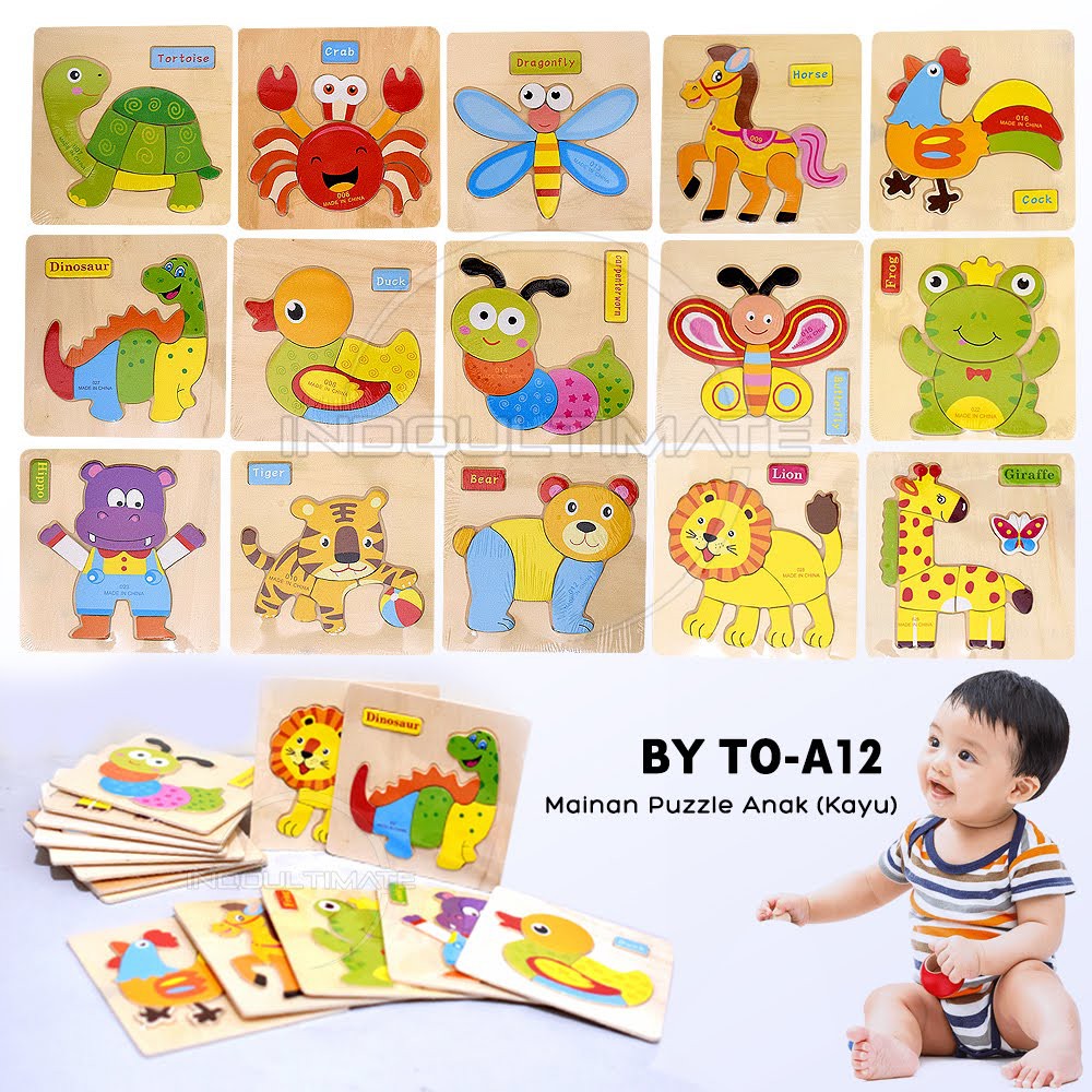 Jual Puzzle Kayu Mainan Edukasi 3D Gambar Hewan Puzzle Game Animal Puzzle Toys Mainan Anak To-A12 | Shopee Indonesia