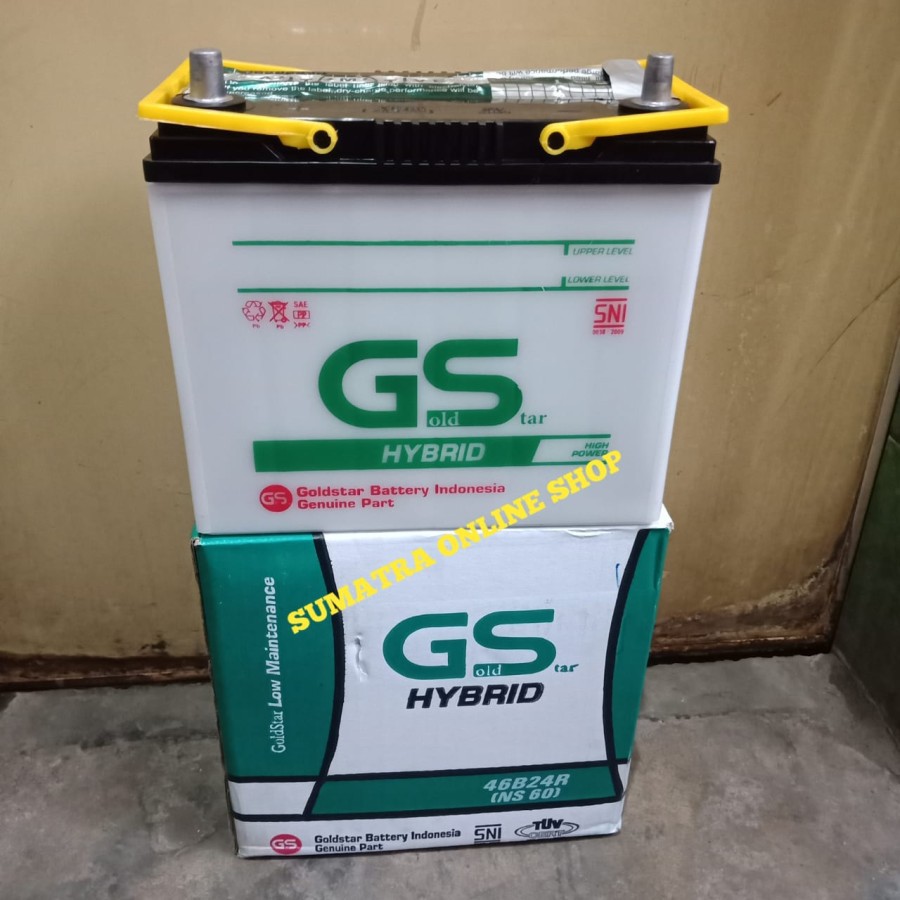 Jual Aki Mobil / Battery GS GOLD STAR HYBRID 46B24R NS60 12V 45AH
