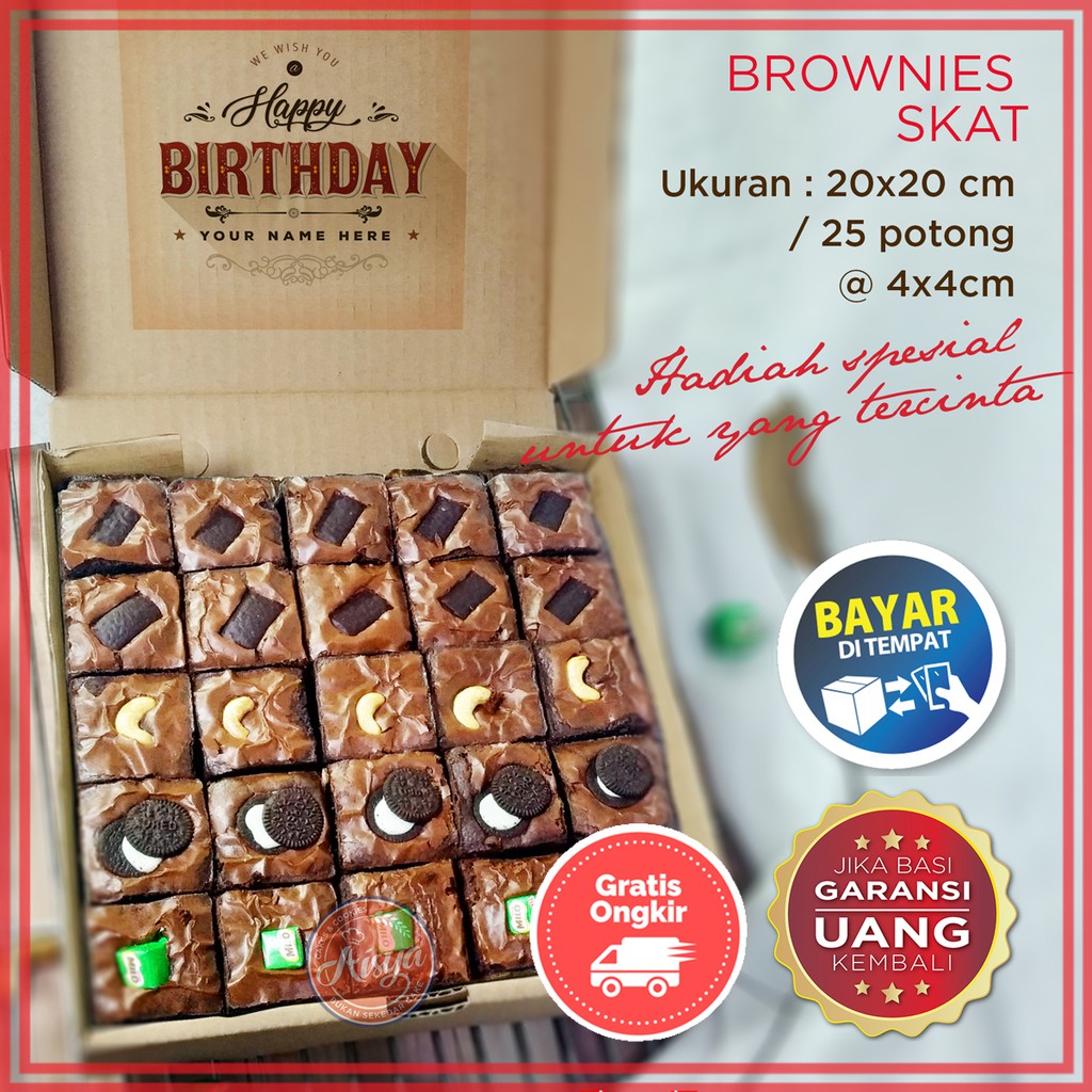 Kue Brownies Panggang Sekat / Brownis Fudgy dari Coklat Premium Asli