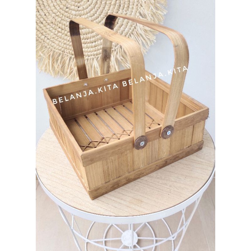 hampers bambu kotak double handle/hantaran bambu/rantang bambu/wadah