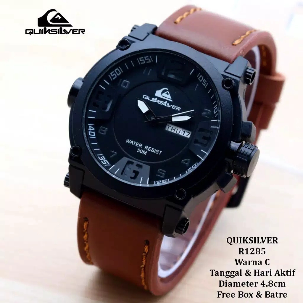 Jual [Cod] Jam Tangan Pria Tali Kulit Super Coklat, Hitam Qs Tanggal Aktif Free Box | Shopee Indonesia