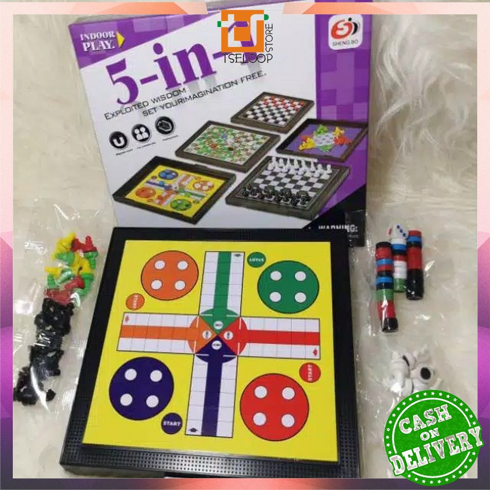 OFMM59 Board Games 5in1 Permainan Papan Catur