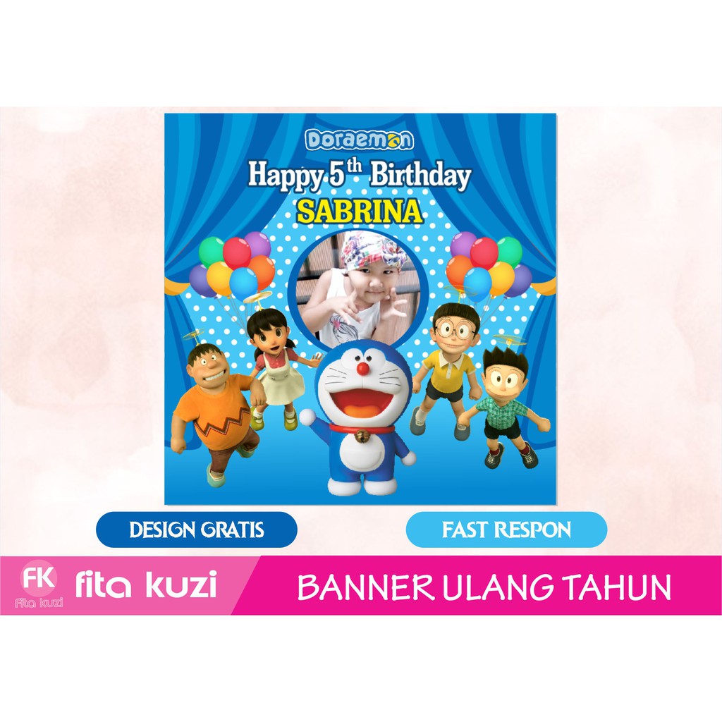 Backdrop Banner Ulang Tahun Anak Doraemon Shopee Indonesia