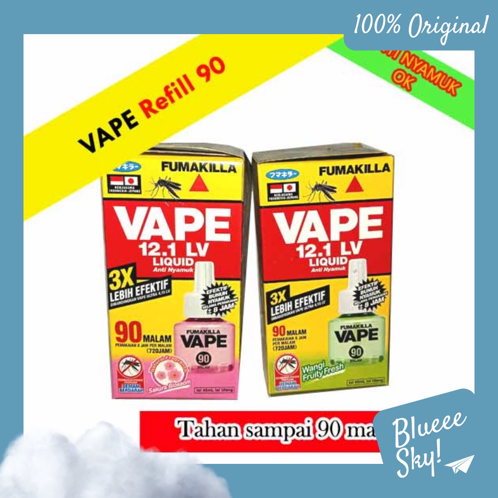 Jual (READY SANAK) VAPE CAIR REFILL 90 HARI / VAPE MAT ALAT PLUS REFILL