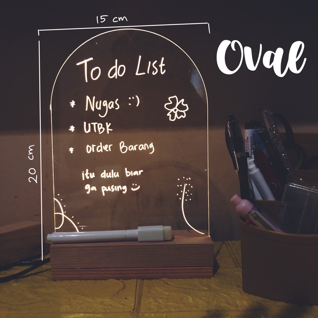 Jual schedule board Led acrylic note board with led stand / akrilik