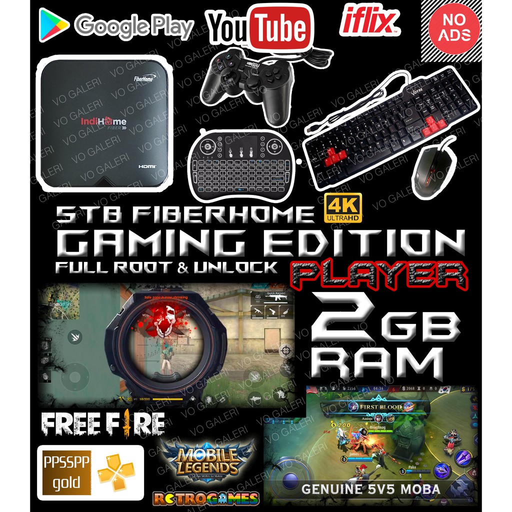 Jual PAKET PLAYER STB FIBERHOME HG680 4K GAMING EDITION Smart TV Box