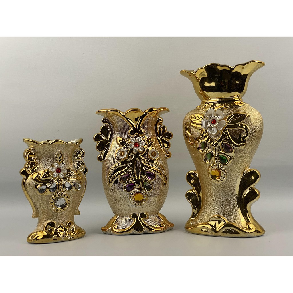 Hiasan Vase Bunga Keramik Gold/ Emas Shopee Indonesia