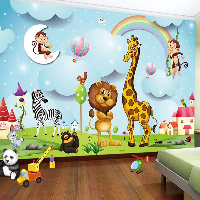 wallpaper gambar kartun macan jerapah jerapah 3d untuk kamar lihat