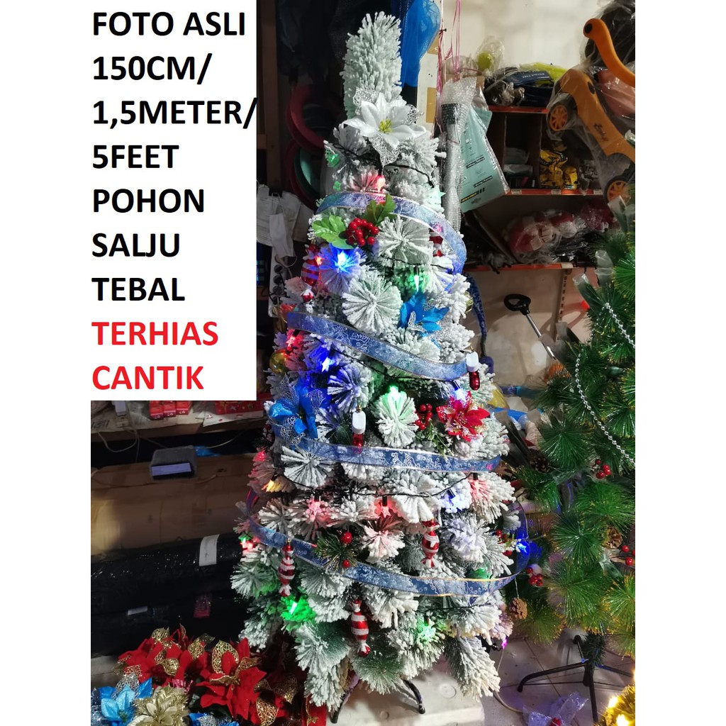 1,5 Meter Pohon Natal Hijau SALJU Emas 6 feet 180 CM Murah