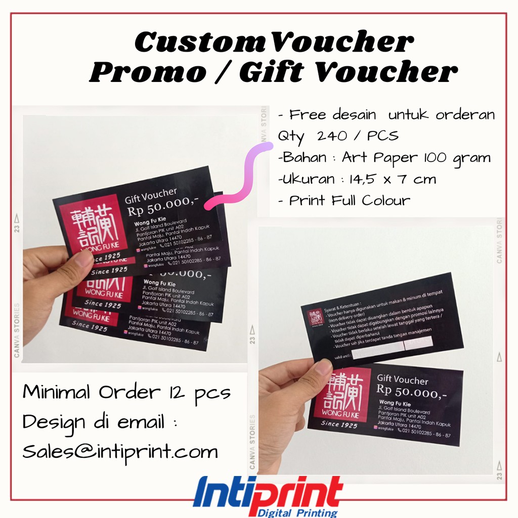Cetak Voucher Promo / Gift Voucher Custom 2 sisi Shopee