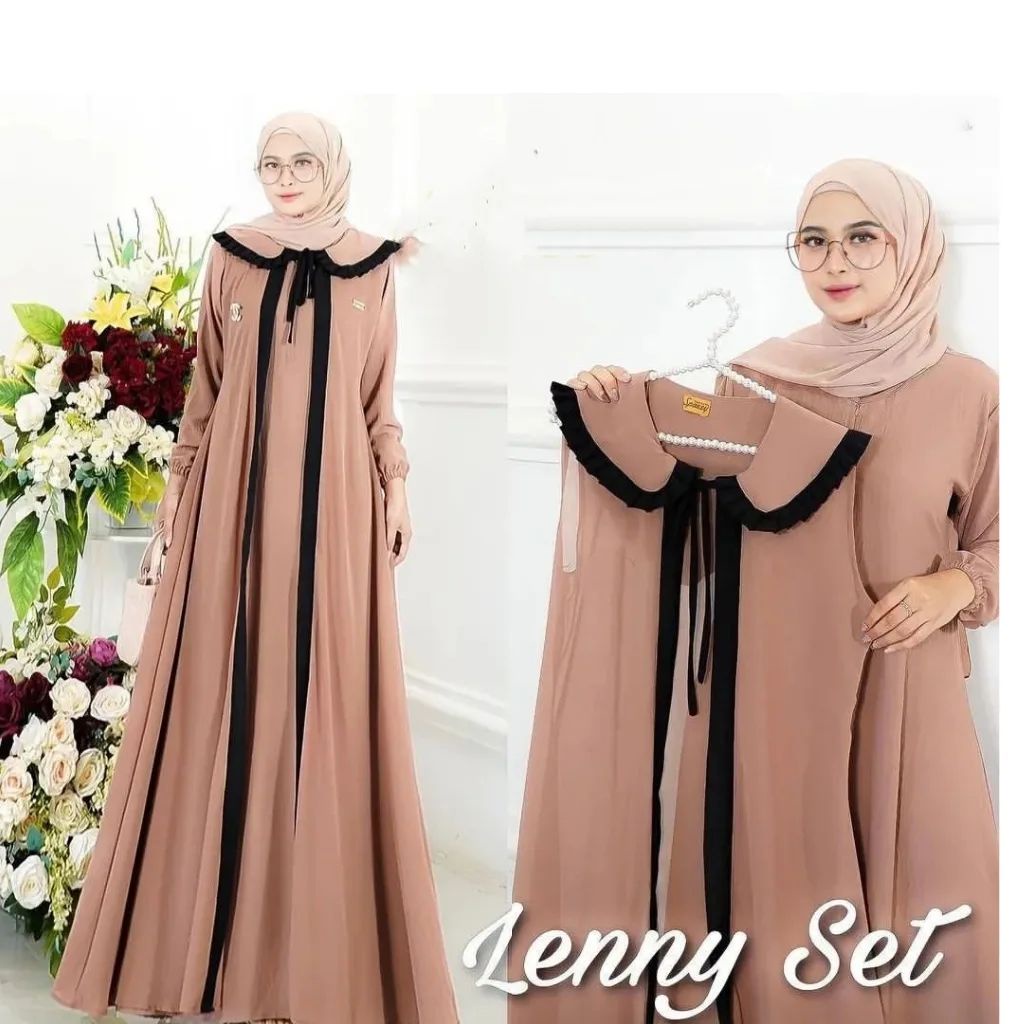 Jual Dres Kekinian Rompi Pisah set / Dress Hijab 2 in 1 Outer Pisah