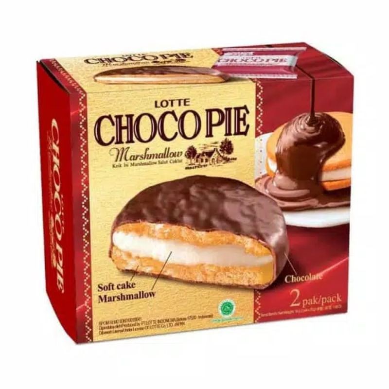 Jual Lotte Choco Pie 56 Gr Marshmellow Biskuit Coklat / Makanan Ringan / Snack / Cemilan | Shopee Indonesia