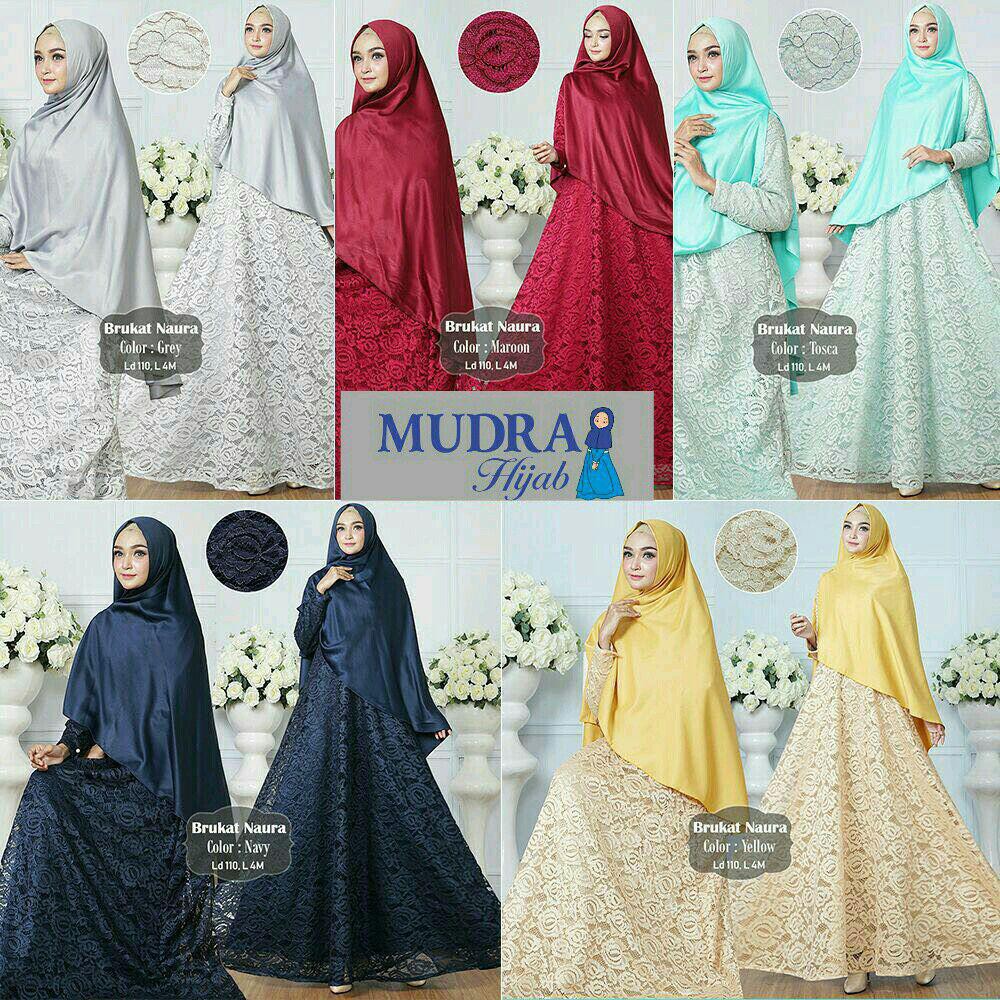 SBT GAMIS BRUKAT SYARI MUSTARD SYARI ALLSIZE Brukat Busui Polos Cantik