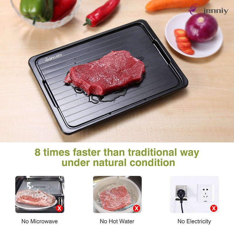 Jual Fast Defrosting Tray With Cleaner Frozen Meat Defrost Food Thawing Plate Board Kitchen Tool Indonesia|Shopee Indonesia
