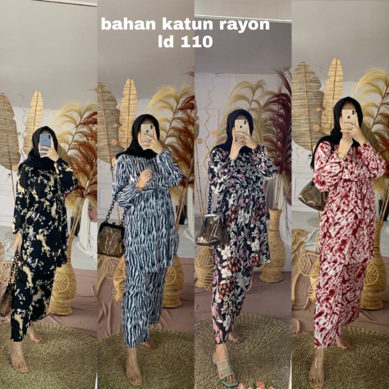  stelan setcel setcel rayon busana muslim stelan