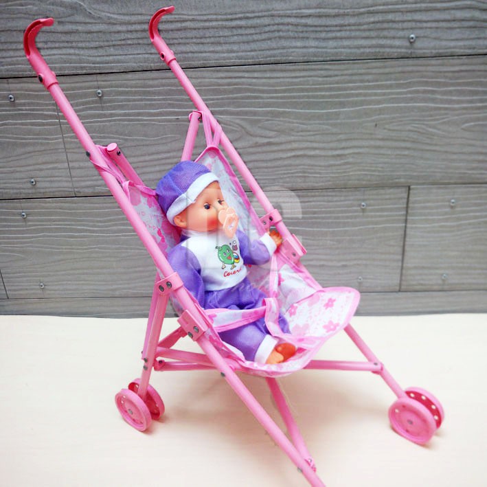 Jual Mainan Anak Set Stroller Boneka - Kereta Dorong Bayi | Boneka Bisa Nangis | Shopee Indonesia