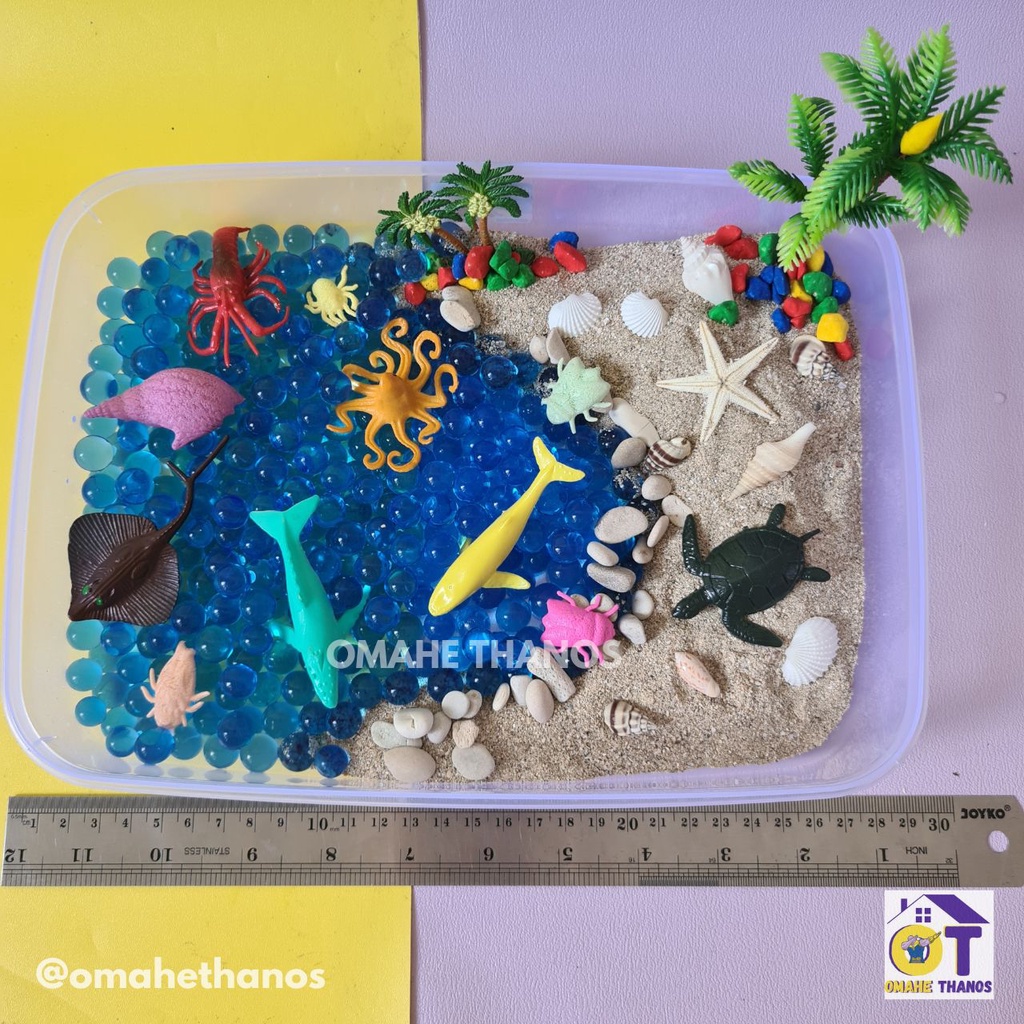 Jual SENSORY BIN LARGE BEACH AND SEA/MONTESSORI SENSORI PLAY/paket