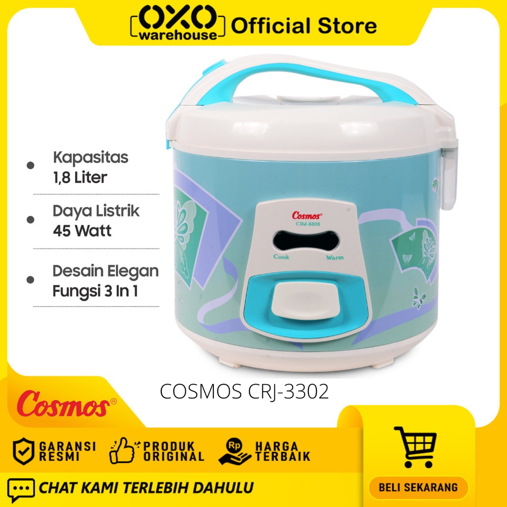 Jual Cosmos Rice Cooker 1,8 Liter CRJ 3302 Anti Lengket Low Watt