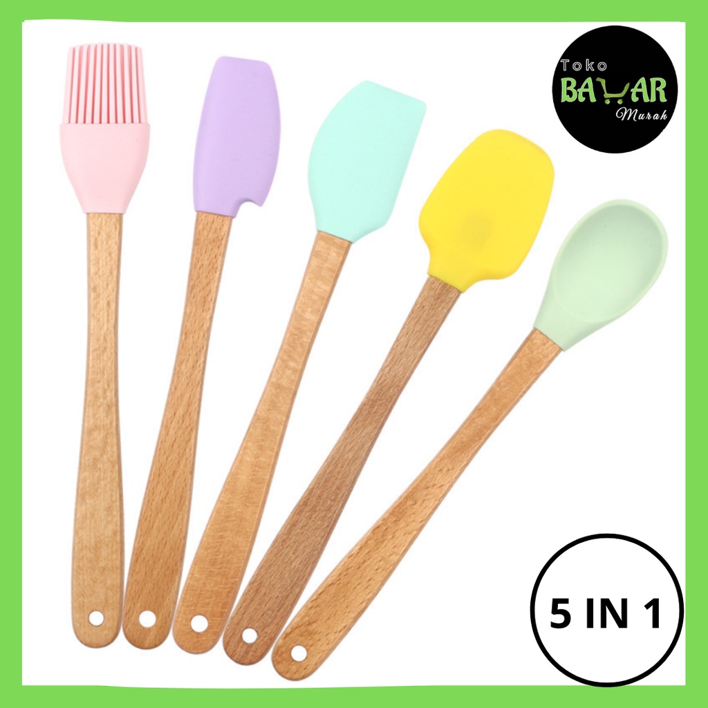 Jual Spatula Set Mini 5 In 1 Silikon / Sutil Spatula Silikon Mini Set 5