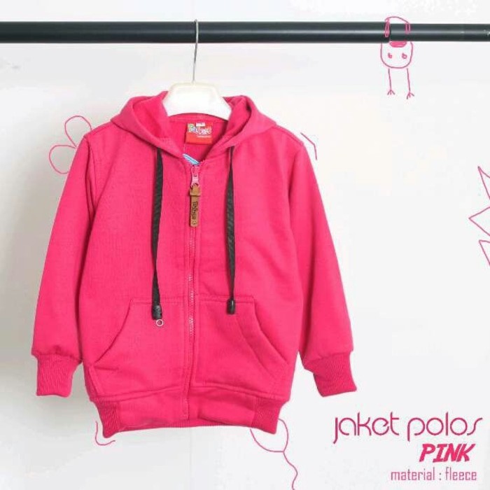 Sweater Anak Perempuan Polos Warna Pink Hoodie Zipper