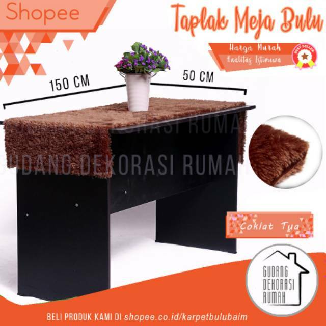 Jual [ Gdr ] Taplak Meja Bulu Warna Cokelat Size 50X150Cm Merk Karindo | Shopee Indonesia