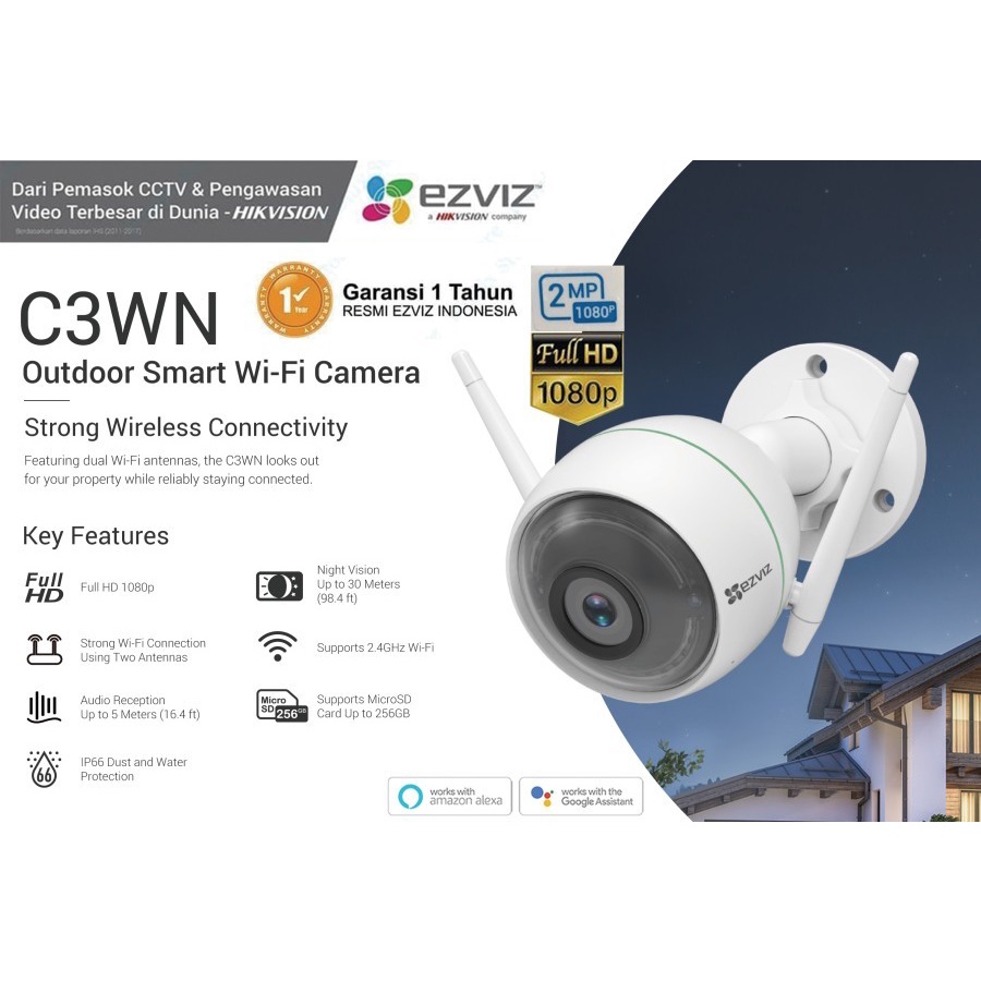 Jual Kamera Ezviz C3WN Wifi CCTV IP Camera Outdoor Waterproof 1080P HD