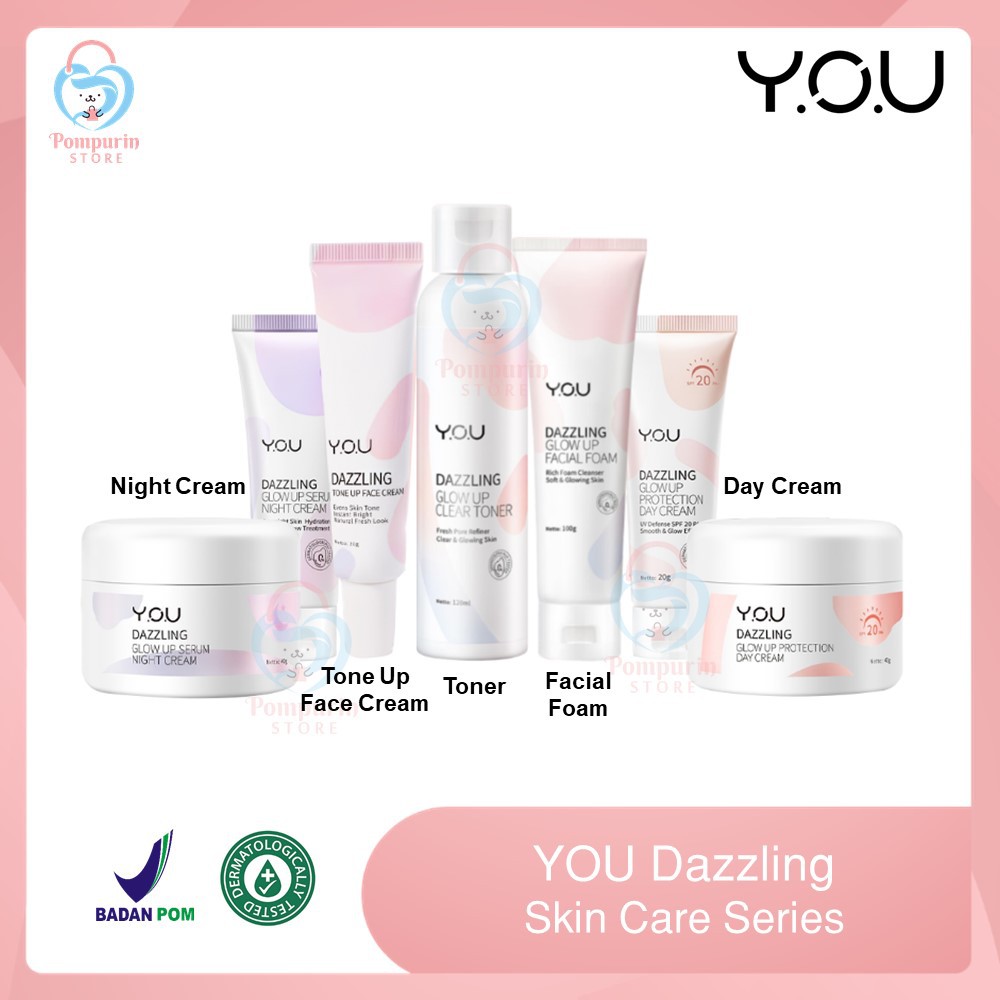 Jual YOU Dazzling Glow Up Series (Day/Night Cream, Toner, Facial Foam