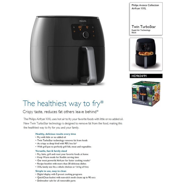 Jual Philips Hd9654 -Hd 9654 Avance Collection Airfryer Xxl Air Fryer Turbo | Shopee Indonesia