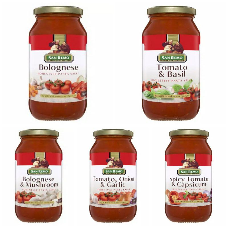 Jual San Remo Pasta Sauce Bolognese Tomato Basil 500gr Shopee Indonesia
