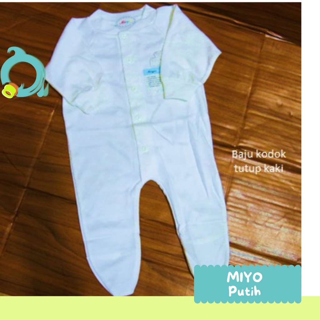 MIYO (Putih) ( 1 pcs / satuan ) Jumper / Baju kodok buka kaki / tutup