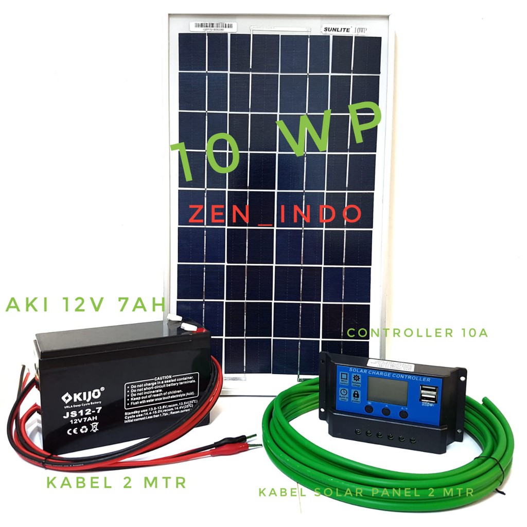 Jual Paket Hemat Solar Panel Surya 10 WP 10 watt, Solar Controller 10A