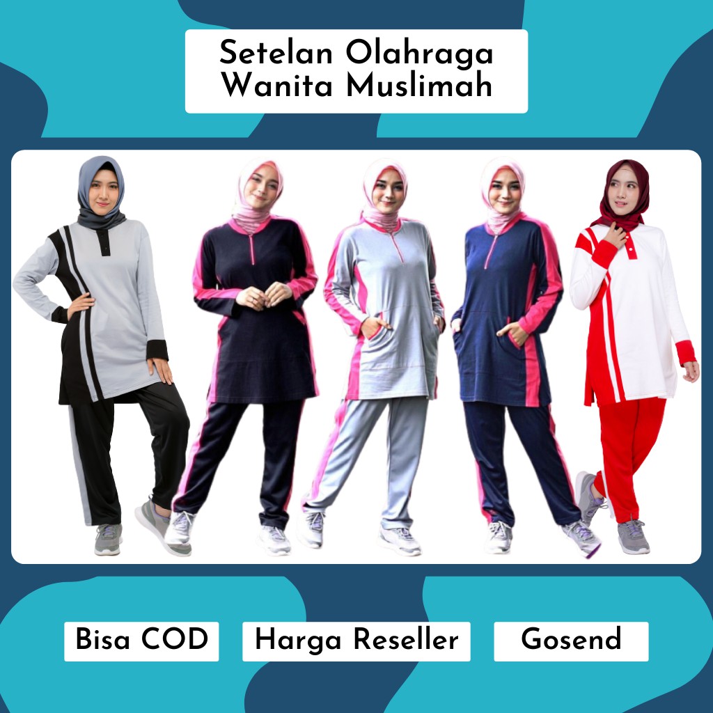 Setelan Olahraga Muslimah Kaos Jovanca + Celana Jogging