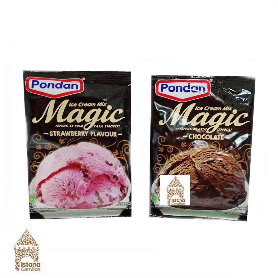 Pondan Ice Cream Mix Magic Cokelat / Strawberry 75 Gram Sachet Shopee