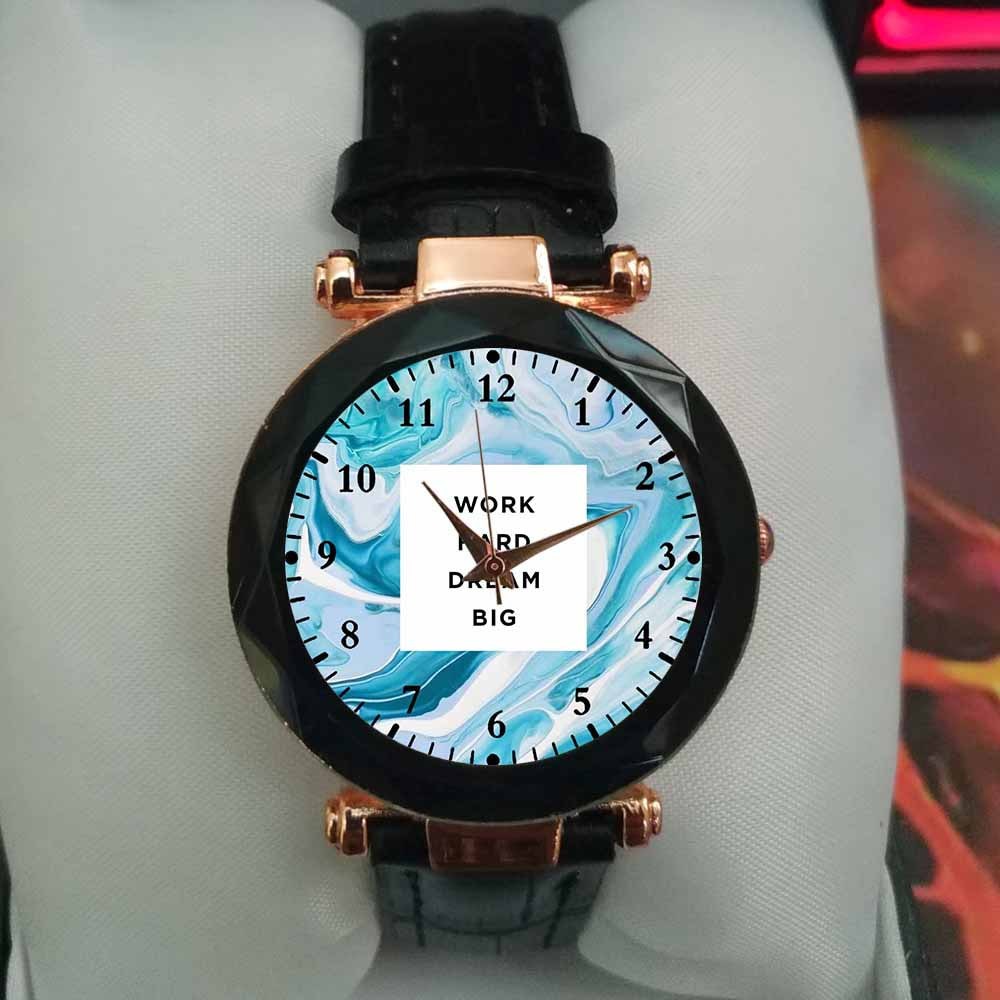 Jual JAM TANGAN WANITA/JAM TANGAN CUSTOM WORK HARD DREAM BIG (GAMBAR