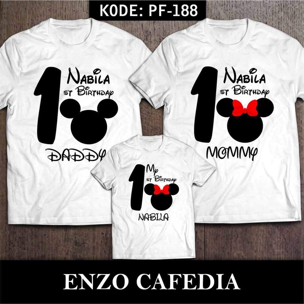 Kaos Couple Keluarga Kaos Ulang Tahun Kaos Ultah Mickey & Minnie PF