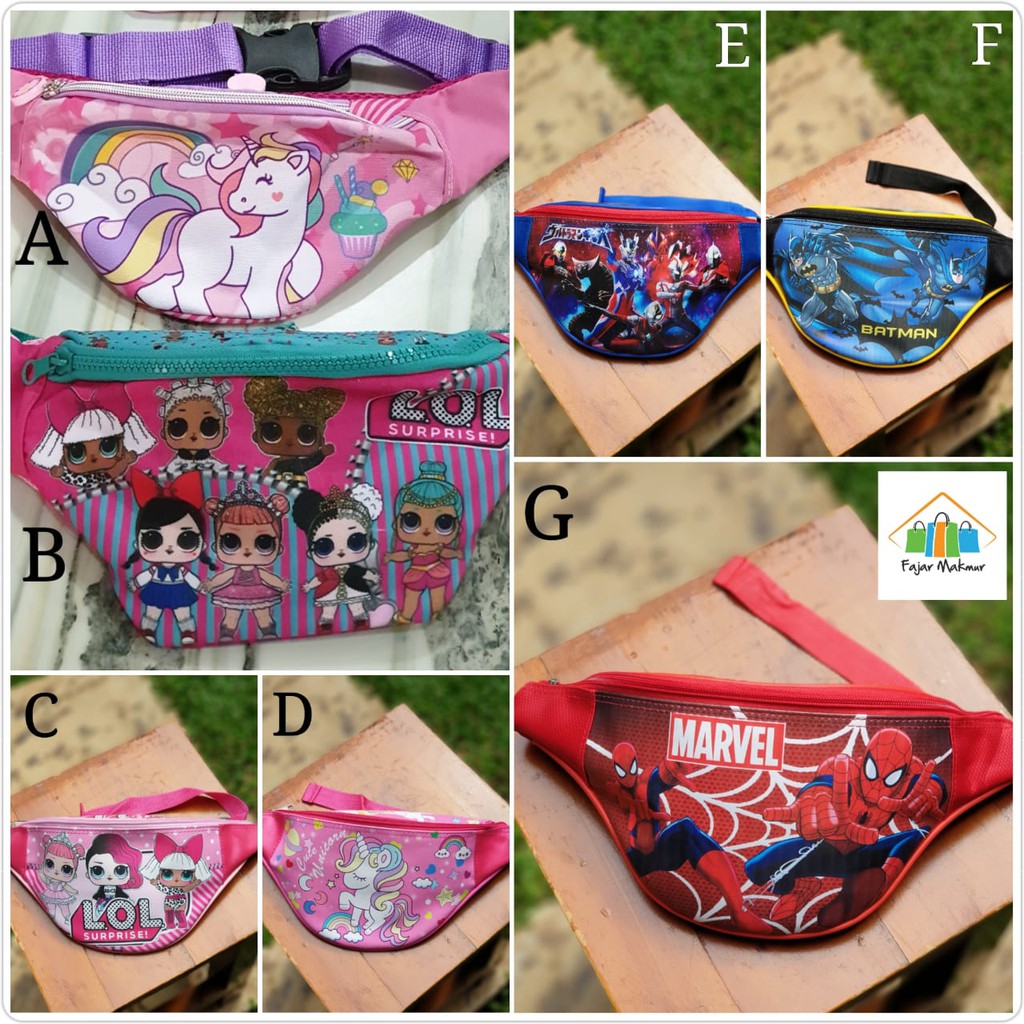 TAS PINGGANG ANAK LAKI LAKI PEREMPUAN KARAKTER / TAS BUM BAG / WAIST BAG / A018 Shopee Indonesia