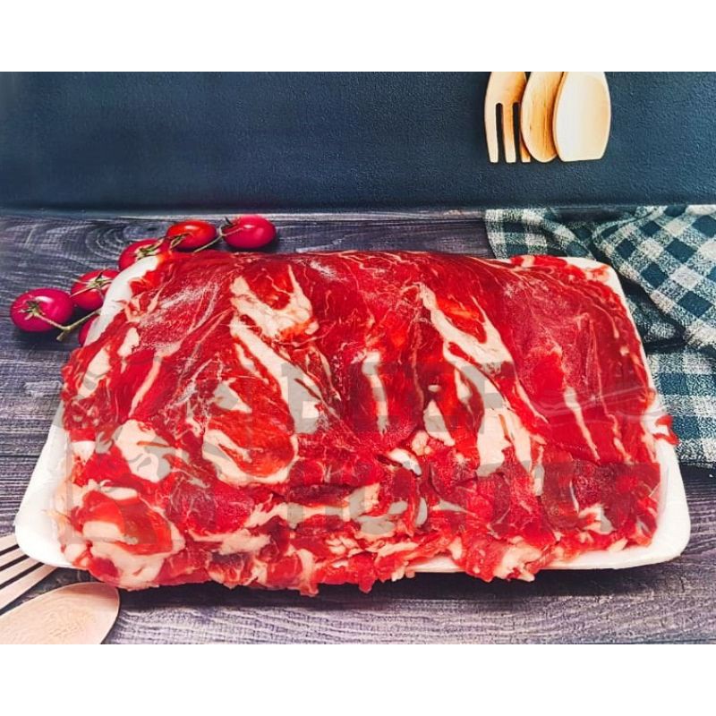 DAGING SAPI SLICED SUKIYAKI YAKINIKU BEEF SLICE BBQ IMPORT 500 GR