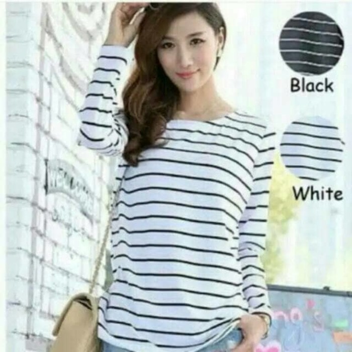 Baju Belang Hitam Putih Lengan Panjang Kumpulan Model Kemeja