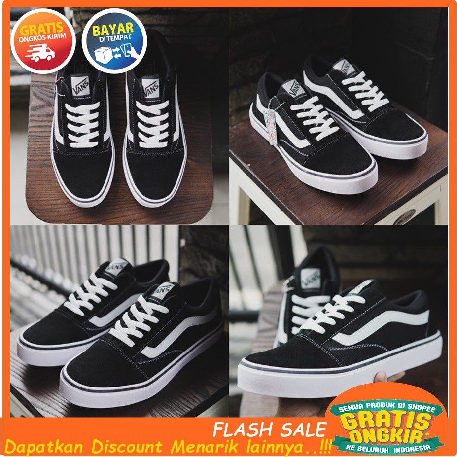 SEPATU VANS OLD SCOOL BLACK WHITE CASUAL SEPATU PREMIUM OLDSCHOOL BLACK