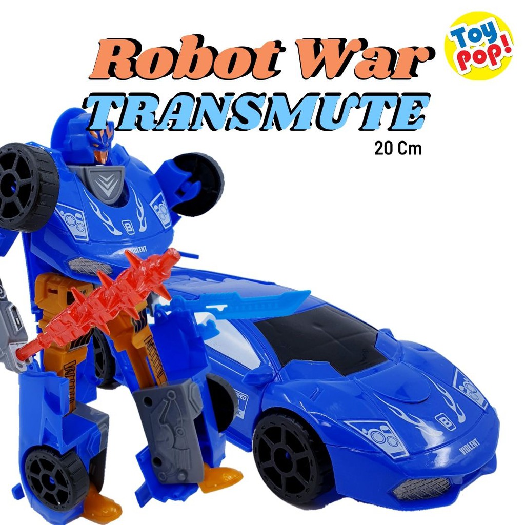 Jual Mainan Anak Laki-Laki Robot War Transformer Warna Biru Bisa Berubah Transformasi Jadi Mobil Balap | Shopee Indonesia