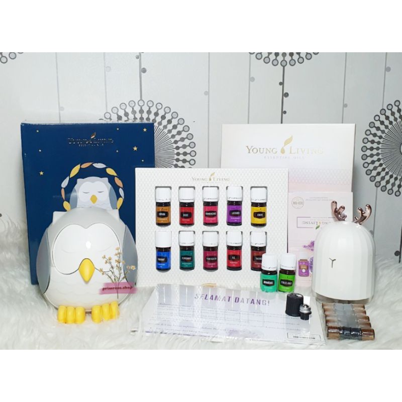 Young Living Premium Kit Owl Diffuser with 12 oils Free Member Shopee