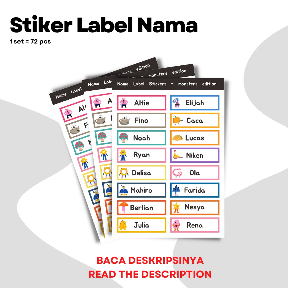 Jual Stiker Nama / Stiker Label Nama (A5) Murah Indonesia